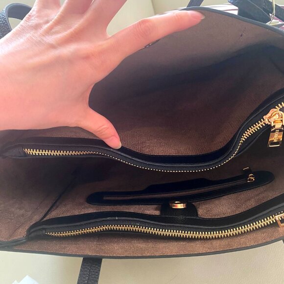 NWT France Texier Black Leather Shoulder Bag Tote with Porchette purse - Picture 6 of 10